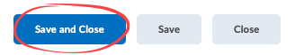 Save and Close button