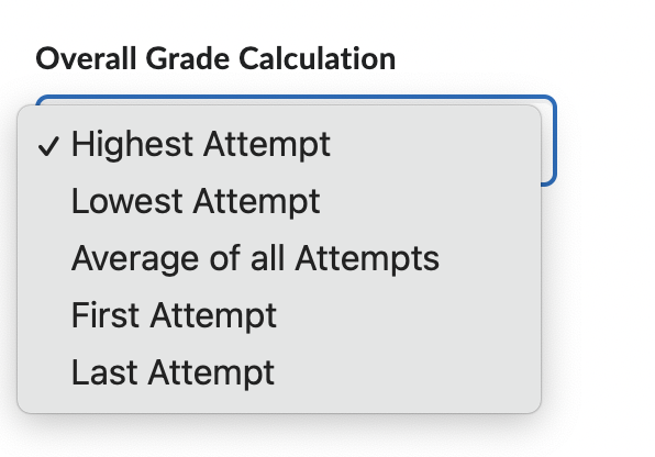 overall grade calculation dropdown menu