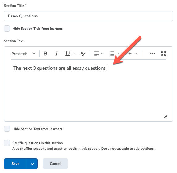 section text field