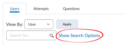 Show Search Options while grading quizzes