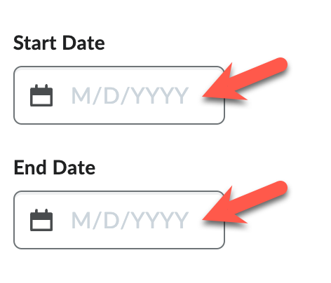 Start and end date fields