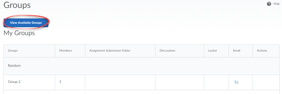 Screenshot of my groups with View Available Groups circled.