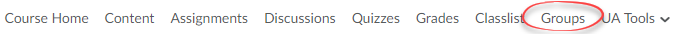Screenshot of the navbar with Groups circled.