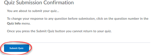 submit quiz button