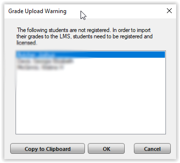 Grade Upload Warning