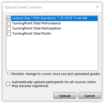 Upload Grades Choose Session