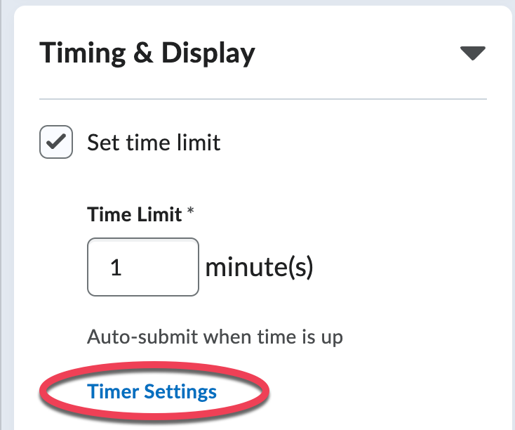 TImer settings