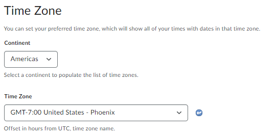 You can set your continent and then your specific time zone