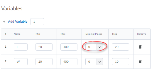 decimal places field