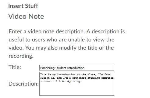 Title and Description Fields