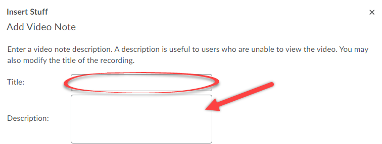 Title and Description Fields