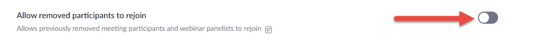 Zoom Allow Removed Participants to Rejoin option