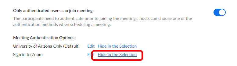 Hide in Selection option