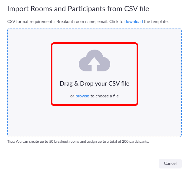 Drag and Drop CSV File