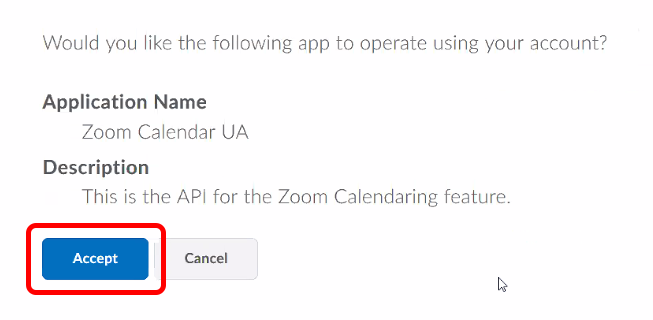 Zoom Calendar API message