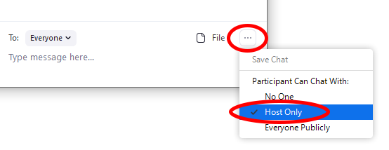 Zoom Chat Host Only Option