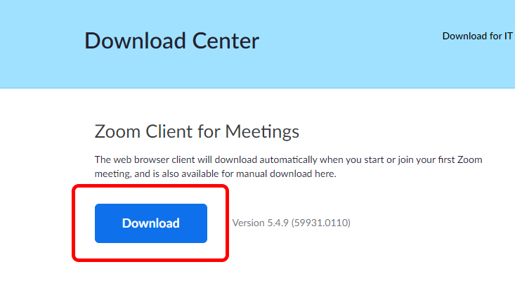 Zoom Download Page