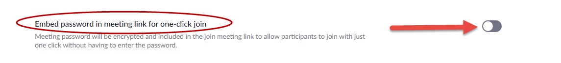 Zoom Embed Password Option