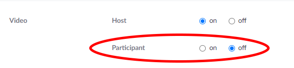 Zoom Participant Video Off option during scheduling