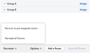 Recover to pre-assigned rooms