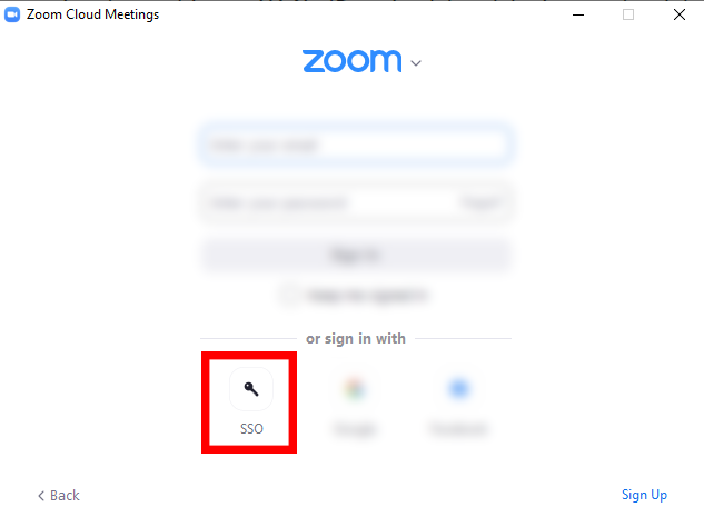 Zoom Sign In SSO Option