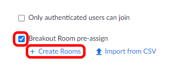 Pre-assign Breakout Rooms Create Rooms Link