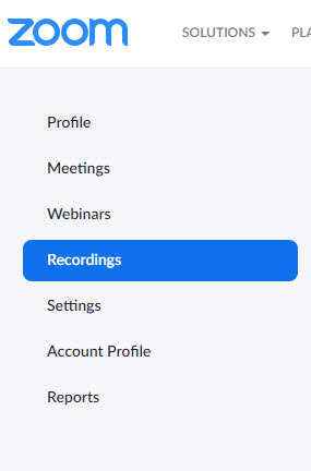 recordings option in menu