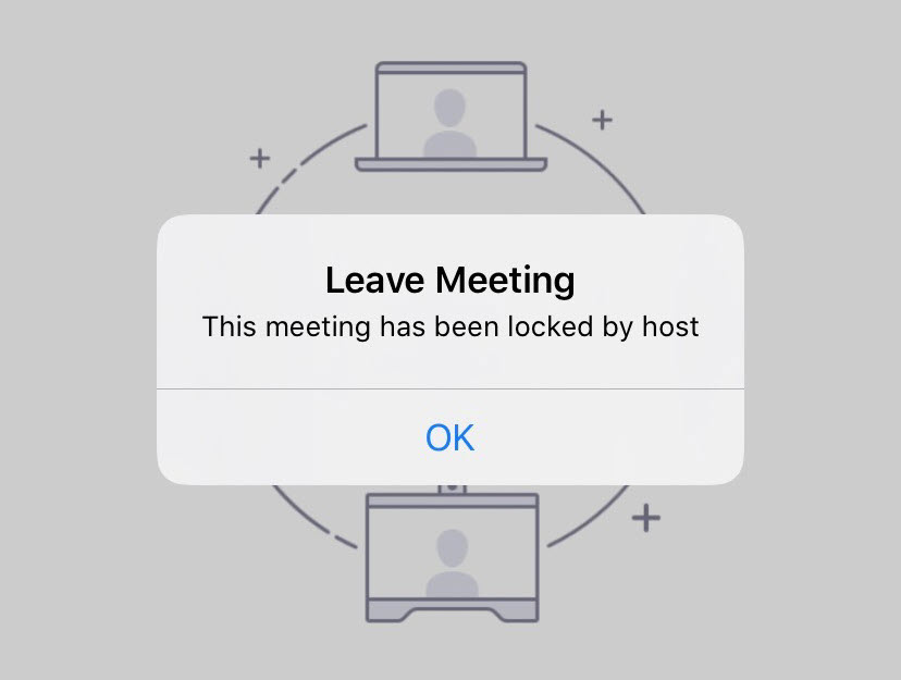 Shows message "This meeting has been locked by host" when trying to access a locked meeting.