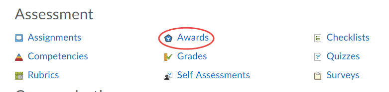 awards link within course admin