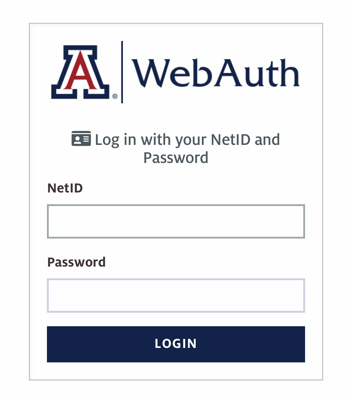 Image of UA WebAuth screen