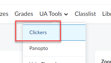 Image of UA Tools > Clickers menu option