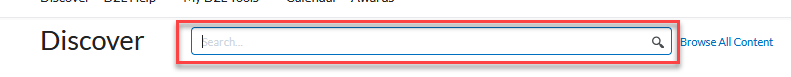 screenshot of the Discover page with the search box highlighted in red
