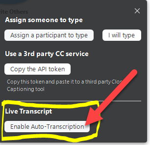 Enable Auto-Transcription button