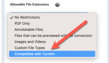 Red arrow points to the Restrict to Turnitin files