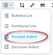 increase indent option