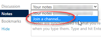 join a channel option circled in the menu