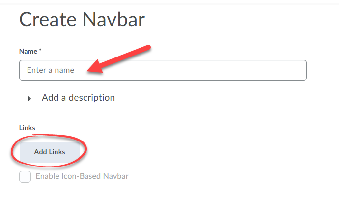 Create navbar image with Add Links circled