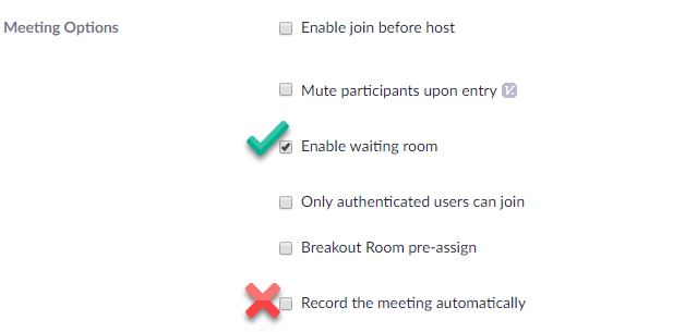 meeting options to check