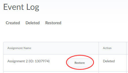 image of restore button