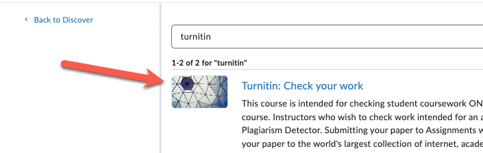 image of list of courses with arrow pointing to the correct course.