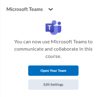 image of Microsoft Teams widget with button for "Open Your Team"