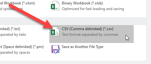 Choose the CSV option